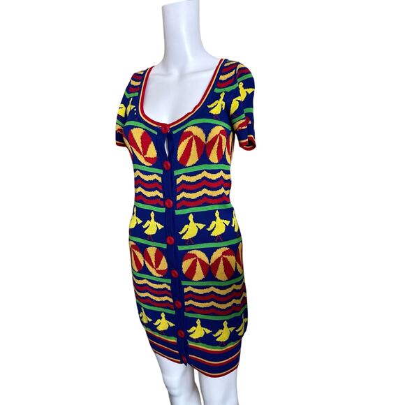 Marc by Marc Jacobs Dress Womens Size 4 Y2K Short Sleeve Mini Sweater Multi - Picture 4 of 8